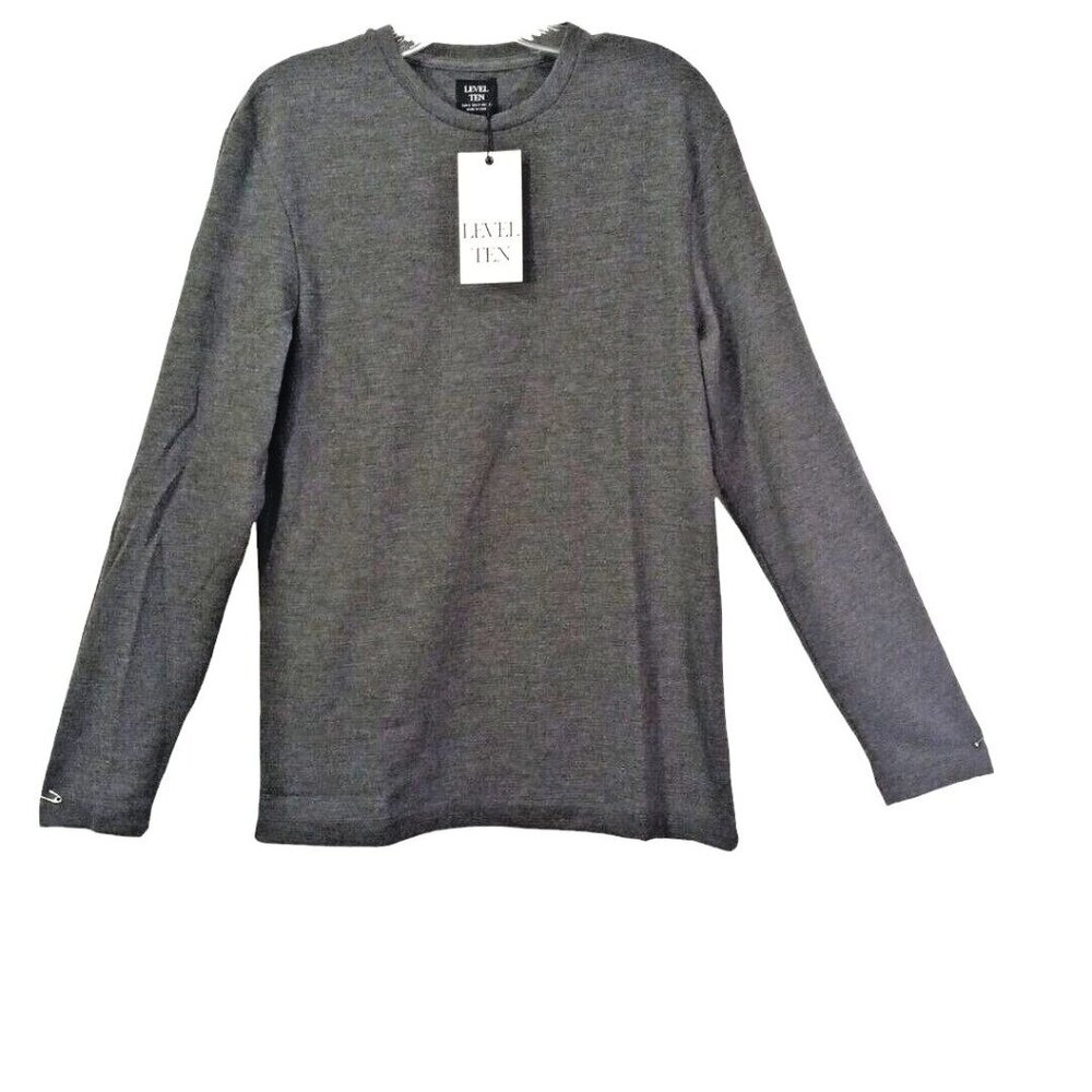Level Ten Mens Long Sleeve T-Shirt NEW Size S Charcoal Gray